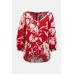 Joseph Ribkoff - 252119 Losse bloes rood ecru print.